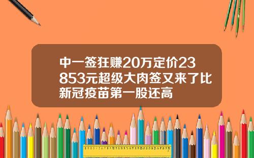 中一签狂赚20万定价23853元超级大肉签又来了比新冠疫苗第一股还高