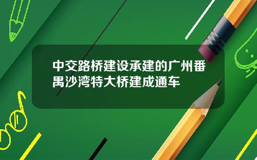 中交路桥建设承建的广州番禺沙湾特大桥建成通车