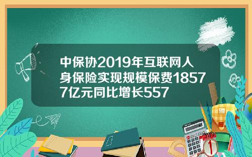 中保协2019年互联网人身保险实现规模保费18577亿元同比增长557