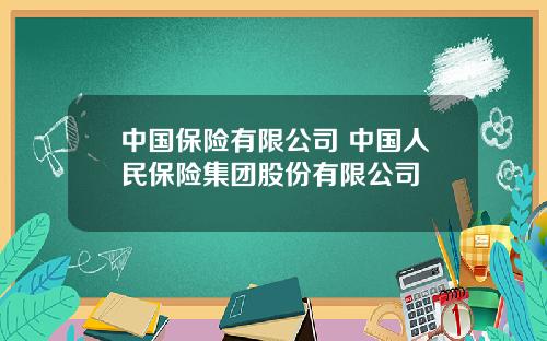 中国保险有限公司 中国人民保险集团股份有限公司