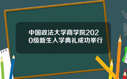 中国政法大学商学院2020级新生入学典礼成功举行