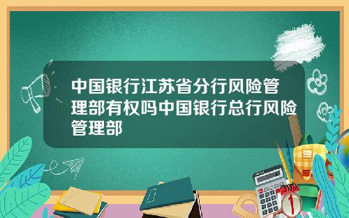 中国银行江苏省分行风险管理部有权吗中国银行总行风险管理部