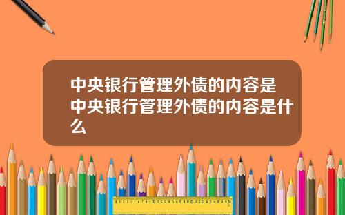 中央银行管理外债的内容是中央银行管理外债的内容是什么