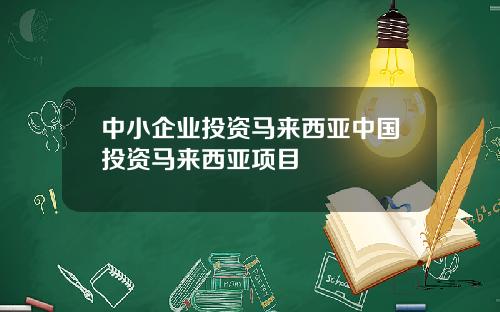 中小企业投资马来西亚中国投资马来西亚项目