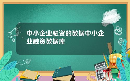 中小企业融资的数据中小企业融资数据库