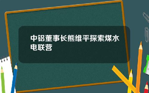 中铝董事长熊维平探索煤水电联营