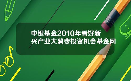 中银基金2010年看好新兴产业大消费投资机会基金网