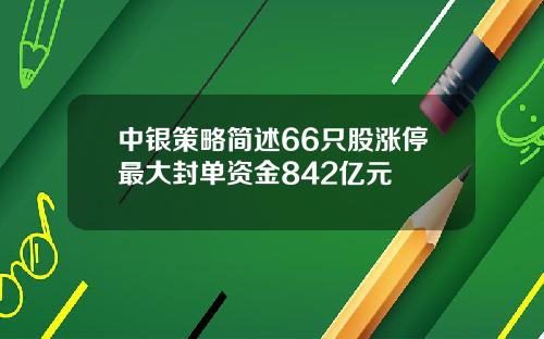 中银策略简述66只股涨停最大封单资金842亿元