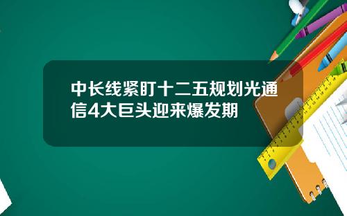 中长线紧盯十二五规划光通信4大巨头迎来爆发期