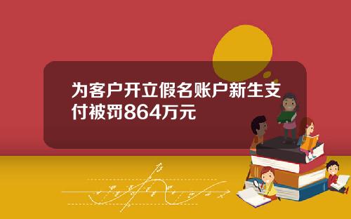 为客户开立假名账户新生支付被罚864万元