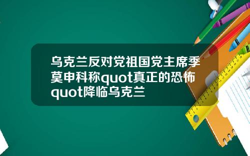 乌克兰反对党祖国党主席季莫申科称quot真正的恐怖quot降临乌克兰