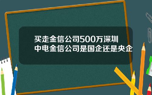 买走金信公司500万深圳中电金信公司是国企还是央企
