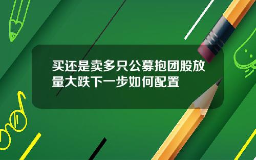 买还是卖多只公募抱团股放量大跌下一步如何配置