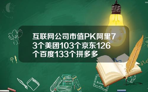 互联网公司市值PK阿里73个美团103个京东126个百度133个拼多多