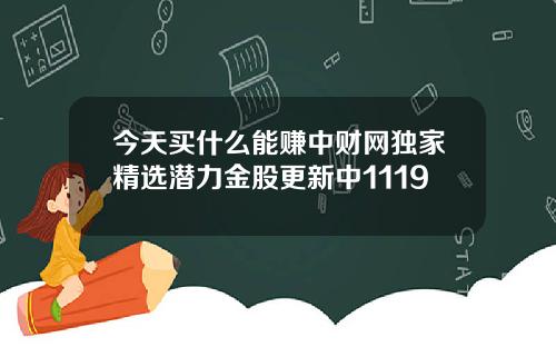 今天买什么能赚中财网独家精选潜力金股更新中1119