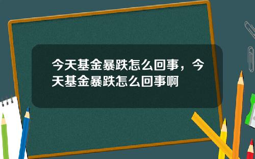 今天基金暴跌怎么回事，今天基金暴跌怎么回事啊