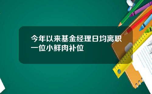 今年以来基金经理日均离职一位小鲜肉补位