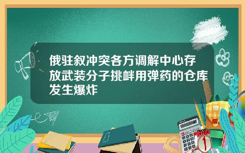 俄驻叙冲突各方调解中心存放武装分子挑衅用弹药的仓库发生爆炸