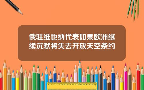 俄驻维也纳代表如果欧洲继续沉默将失去开放天空条约