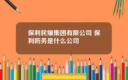 保利民爆集团有限公司 保利防务是什么公司