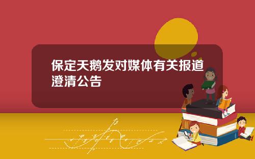 保定天鹅发对媒体有关报道澄清公告