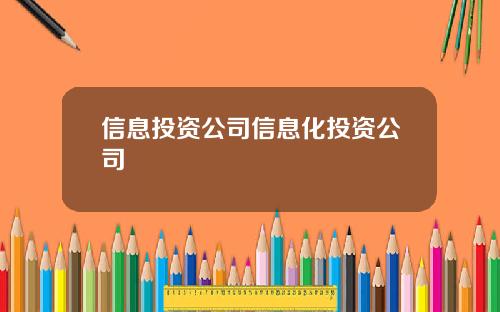 信息投资公司信息化投资公司