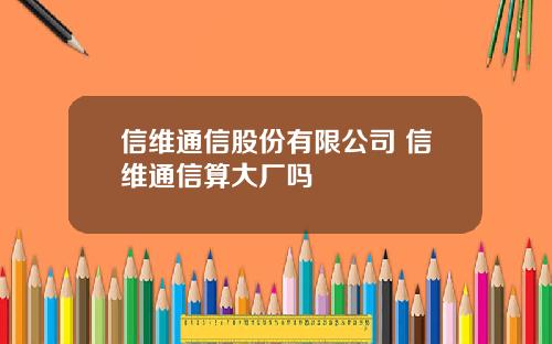 信维通信股份有限公司 信维通信算大厂吗