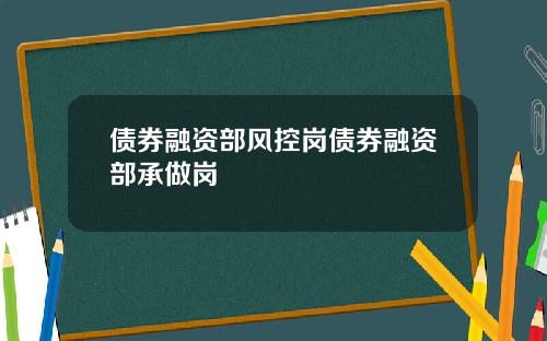债券融资部风控岗债券融资部承做岗