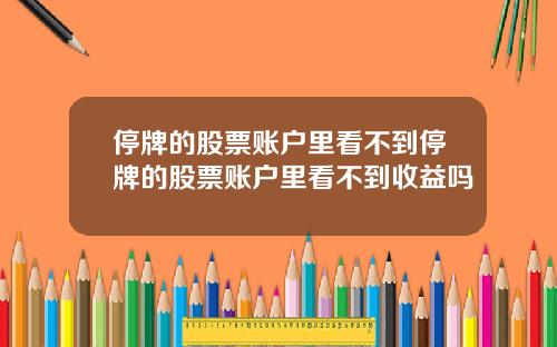 停牌的股票账户里看不到停牌的股票账户里看不到收益吗
