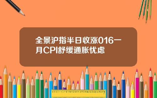 全景沪指半日收涨016一月CPI舒缓通胀忧虑