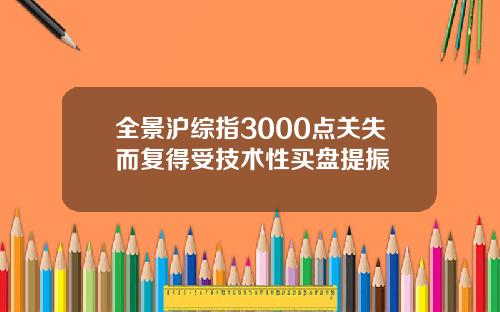 全景沪综指3000点关失而复得受技术性买盘提振