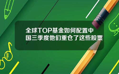全球TOP基金如何配置中国三季度他们重仓了这些股票