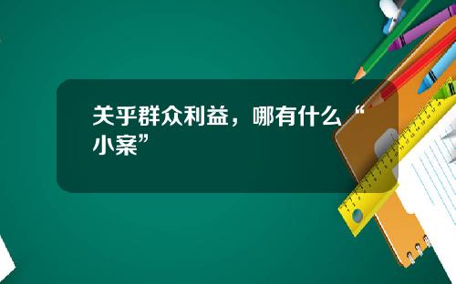 关乎群众利益，哪有什么“小案”