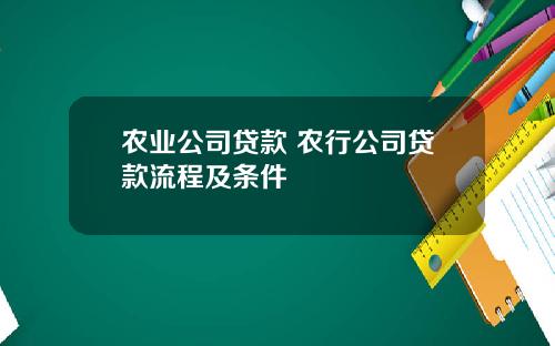 农业公司贷款 农行公司贷款流程及条件