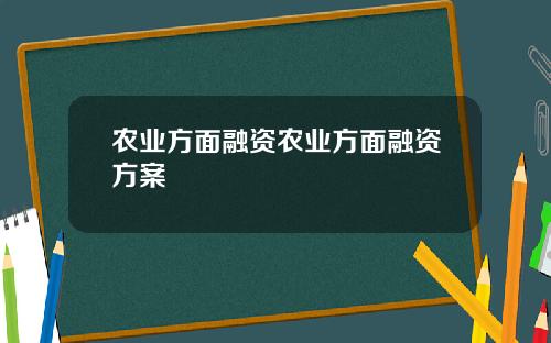 农业方面融资农业方面融资方案