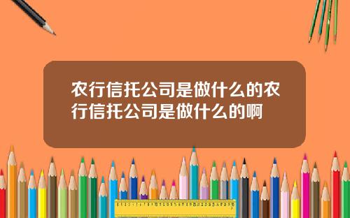 农行信托公司是做什么的农行信托公司是做什么的啊
