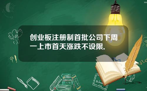 创业板注册制首批公司下周一上市首天涨跌不设限.