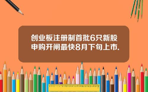 创业板注册制首批6只新股申购开闸最快8月下旬上市.