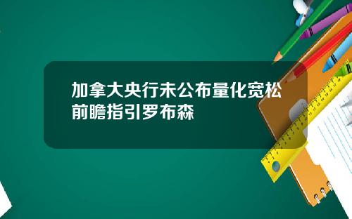 加拿大央行未公布量化宽松前瞻指引罗布森