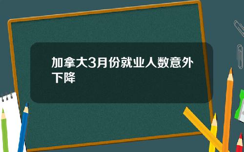 加拿大3月份就业人数意外下降