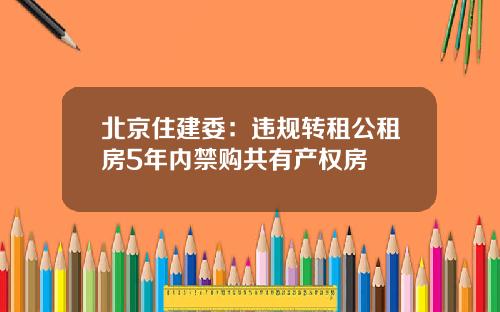 北京住建委：违规转租公租房5年内禁购共有产权房
