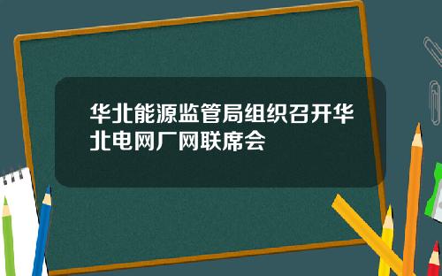 华北能源监管局组织召开华北电网厂网联席会