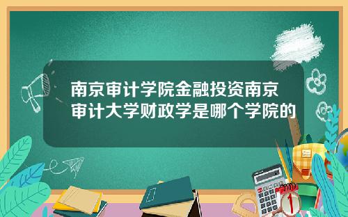 南京审计学院金融投资南京审计大学财政学是哪个学院的
