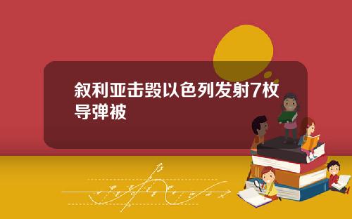 叙利亚击毁以色列发射7枚导弹被