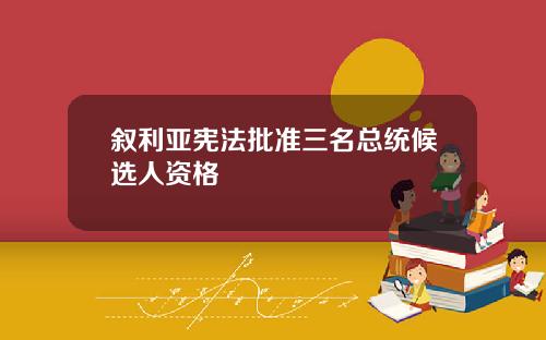 叙利亚宪法批准三名总统候选人资格