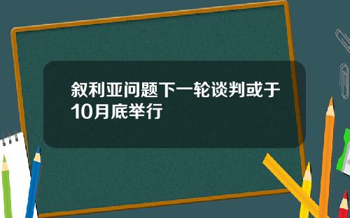 叙利亚问题下一轮谈判或于10月底举行