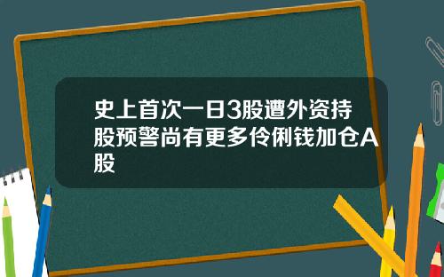史上首次一日3股遭外资持股预警尚有更多伶俐钱加仓A股