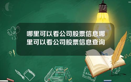 哪里可以看公司股票信息哪里可以看公司股票信息查询