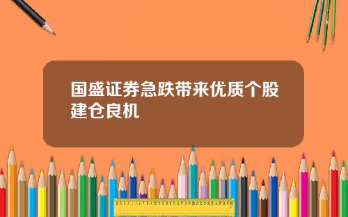 国盛证券急跌带来优质个股建仓良机