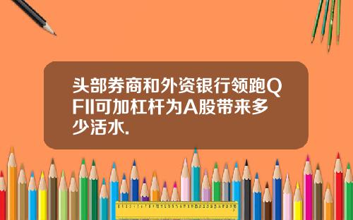 头部券商和外资银行领跑QFII可加杠杆为A股带来多少活水.